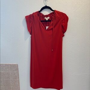 Red Michael Kors Short Sleeve Dress